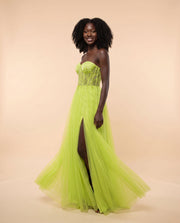 Robe En Chiffon Verte Lime