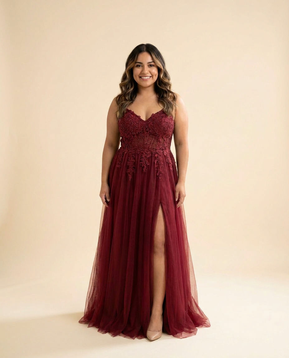 Slit Gown Burgundy