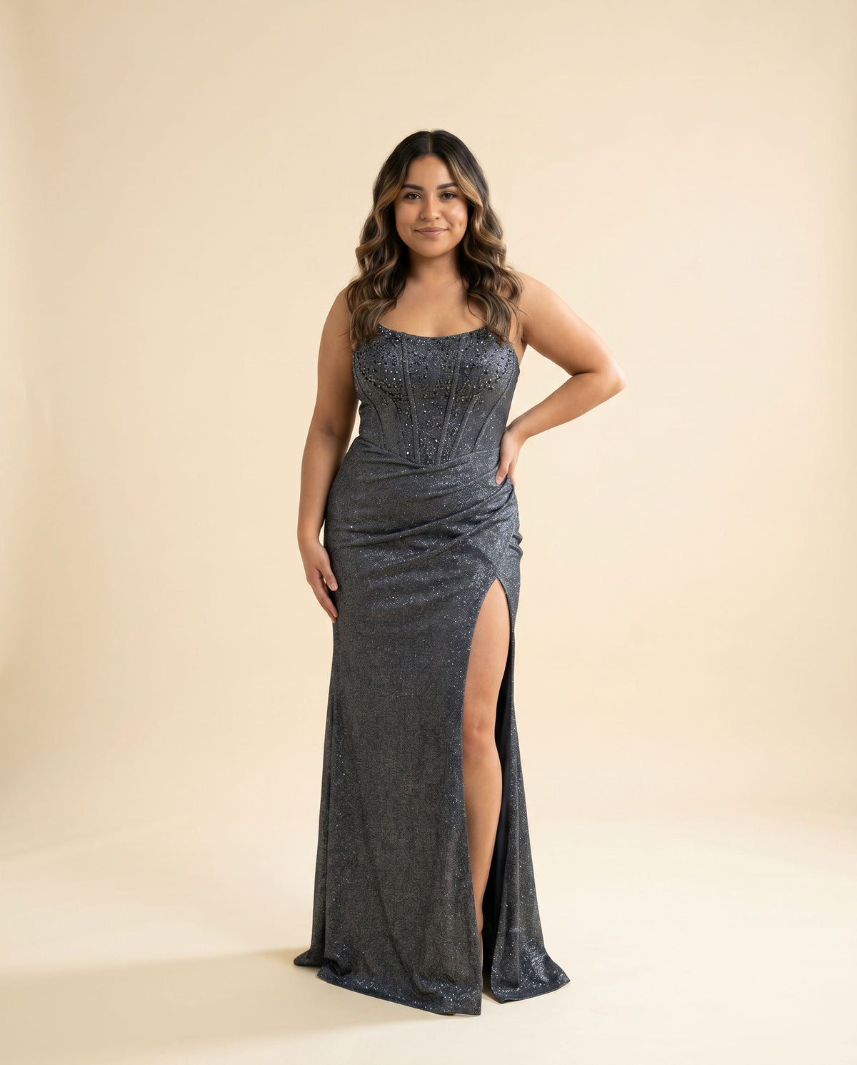 Robe Corset Scintillante Marine