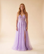 Robe Brodée Coupe En A Lilas