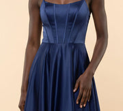 Robe Princesse En Satin Marine