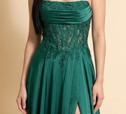 Robe Corset Avec Fente Émeraude