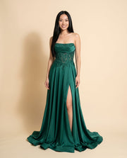 Robe Corset Avec Fente Émeraude