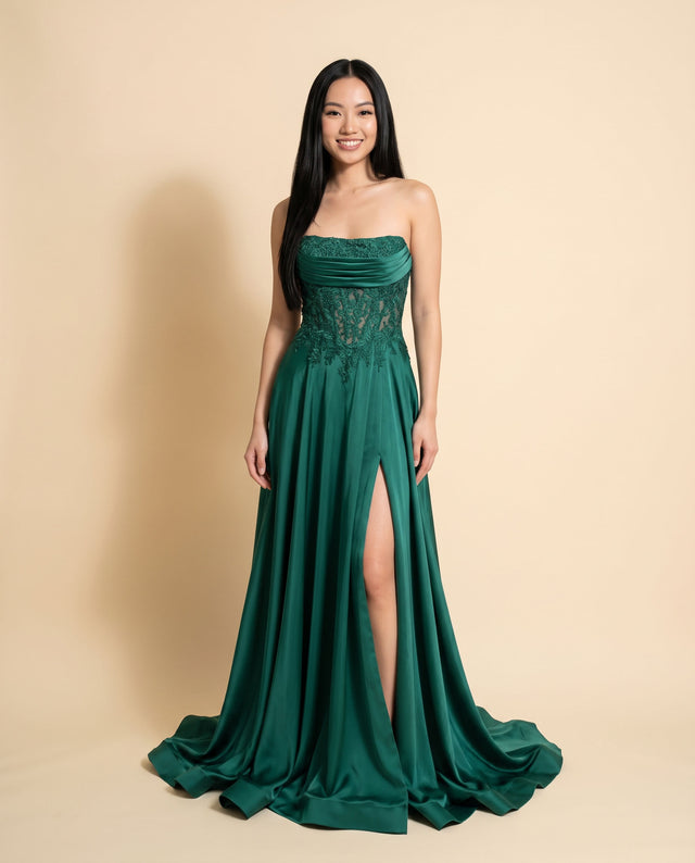 Robe Corset Avec Fente Émeraude
