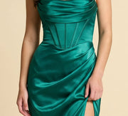 Robe À Corset En Satin Argent