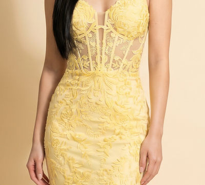 Robe Sirène À Corset Jaune