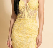 Robe Sirène À Corset Jaune
