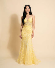 Robe Sirène À Corset Jaune