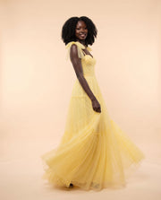 Robe En Tulle À Pois Jaune