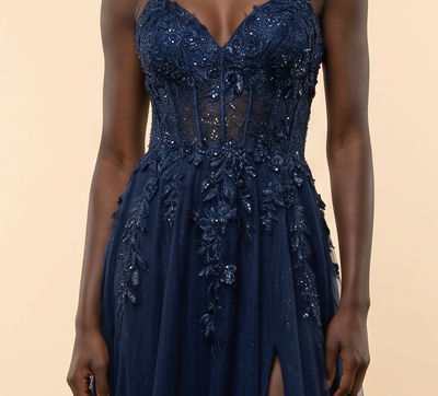 Robe Décolleté Avec Fente Marine