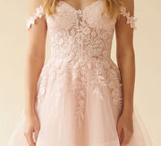 Robe Fluide En Satin Rose Pâle
