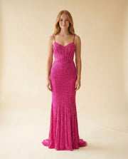 Robe Scintillante Rose Flamboyant