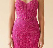 Robe Scintillante Rose Flamboyant