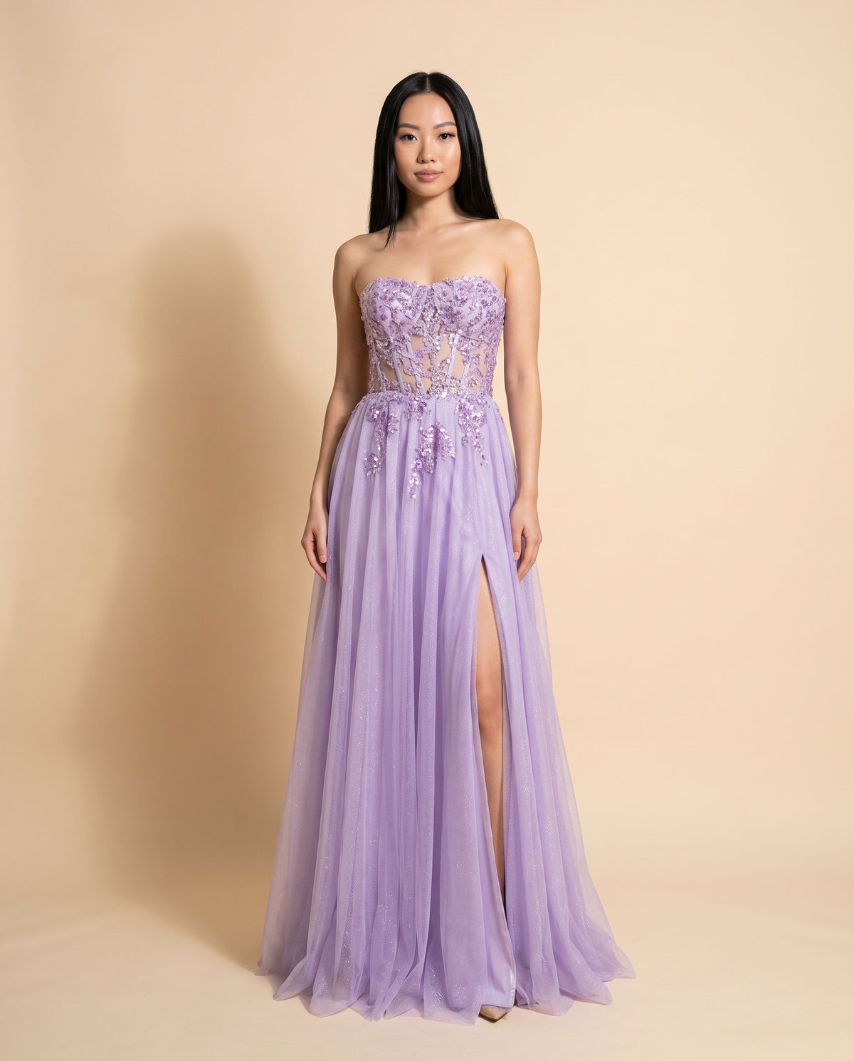 Robe Corset Bustier Avec Fente Lavande