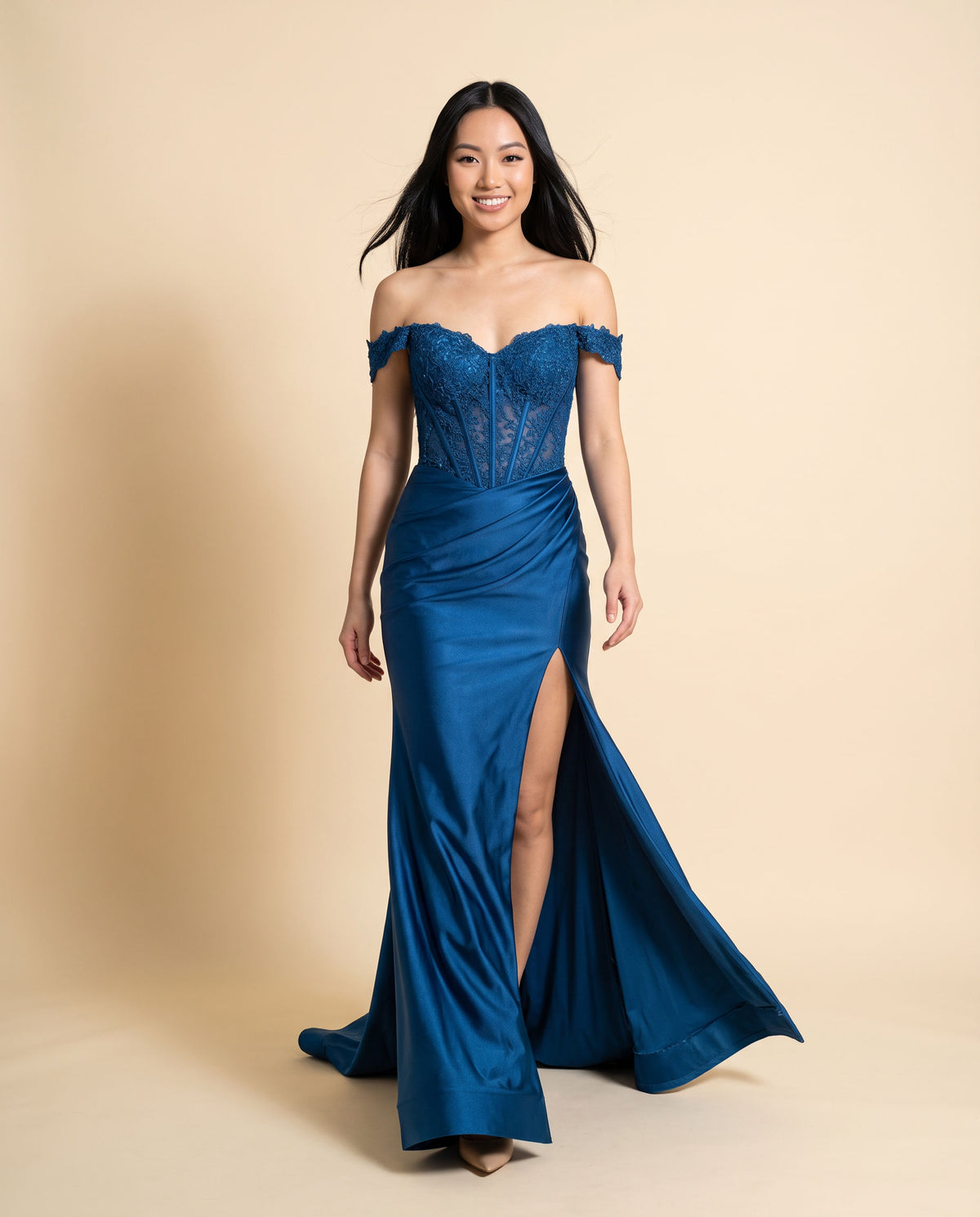Robe Corset Off Shoulder Marine
