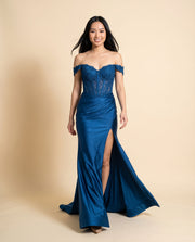 Robe Corset Off Shoulder Marine