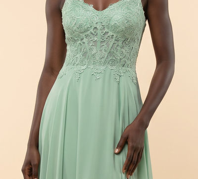 Robe Fluide En Chiffon Vert Pâle