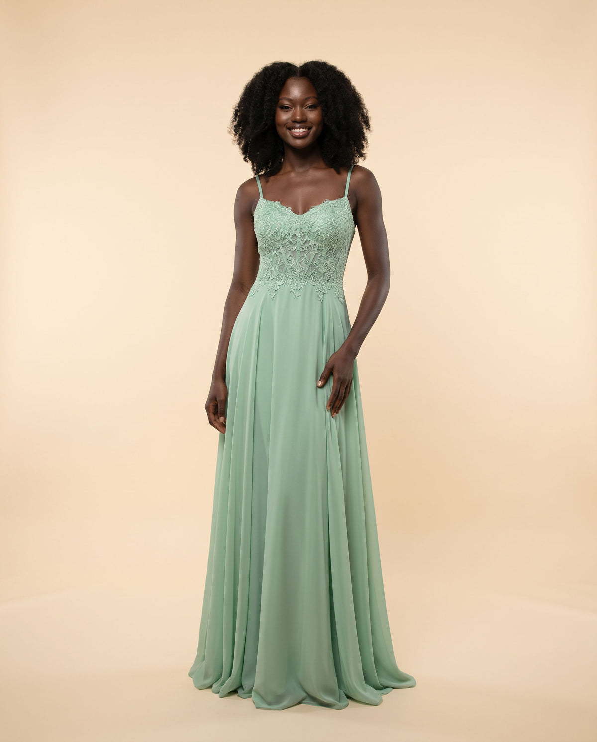 Robe Fluide En Chiffon Vert Pâle