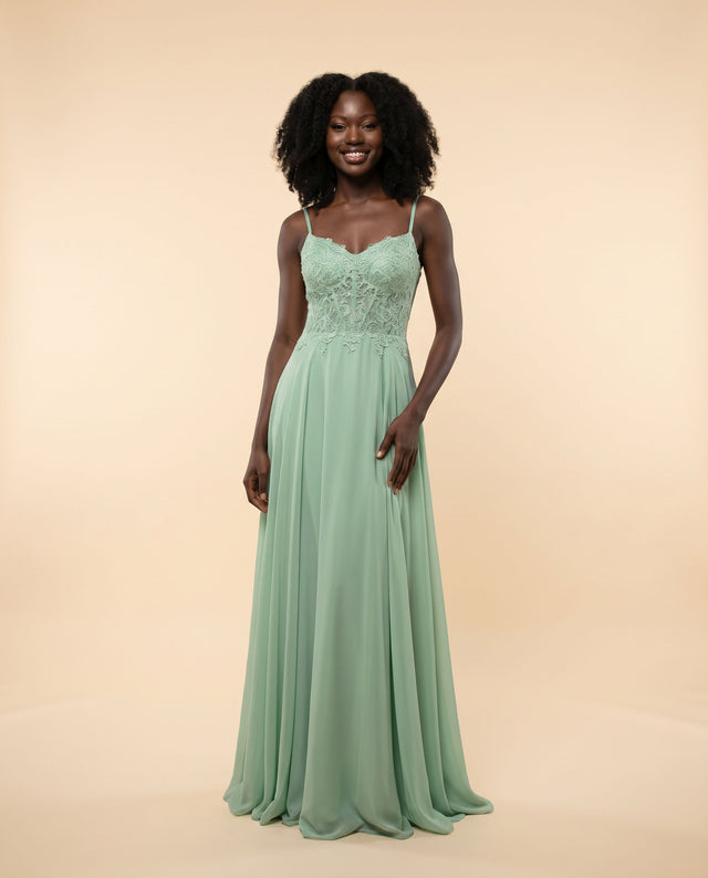 Robe Fluide En Chiffon Vert Pâle