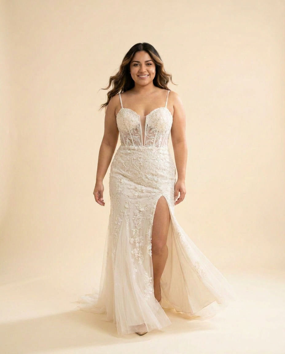 Robe Corset Avec Fente Ivoire Brillante