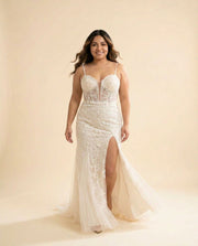 Robe Corset Avec Fente Ivoire Brillante