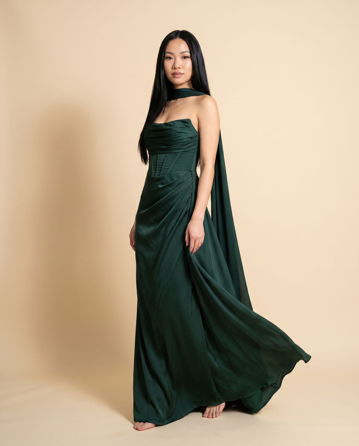 Robe Ajusté Vert Foncé