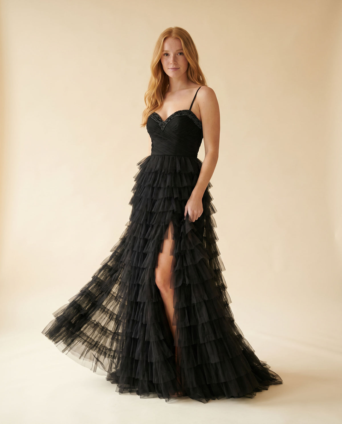 Robe A Volants Noire