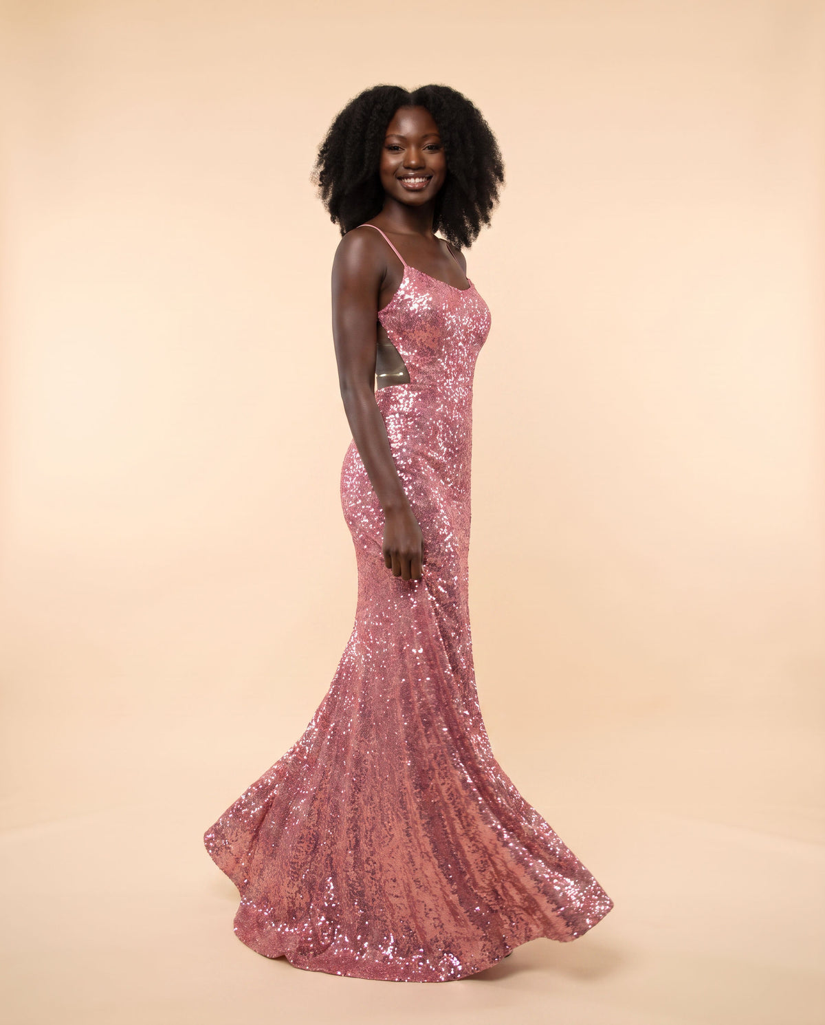 Robe Ajustée Avec Paillettes Iridescent Rose