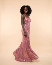 Robe Ajustée Avec Paillettes Iridescent Rose