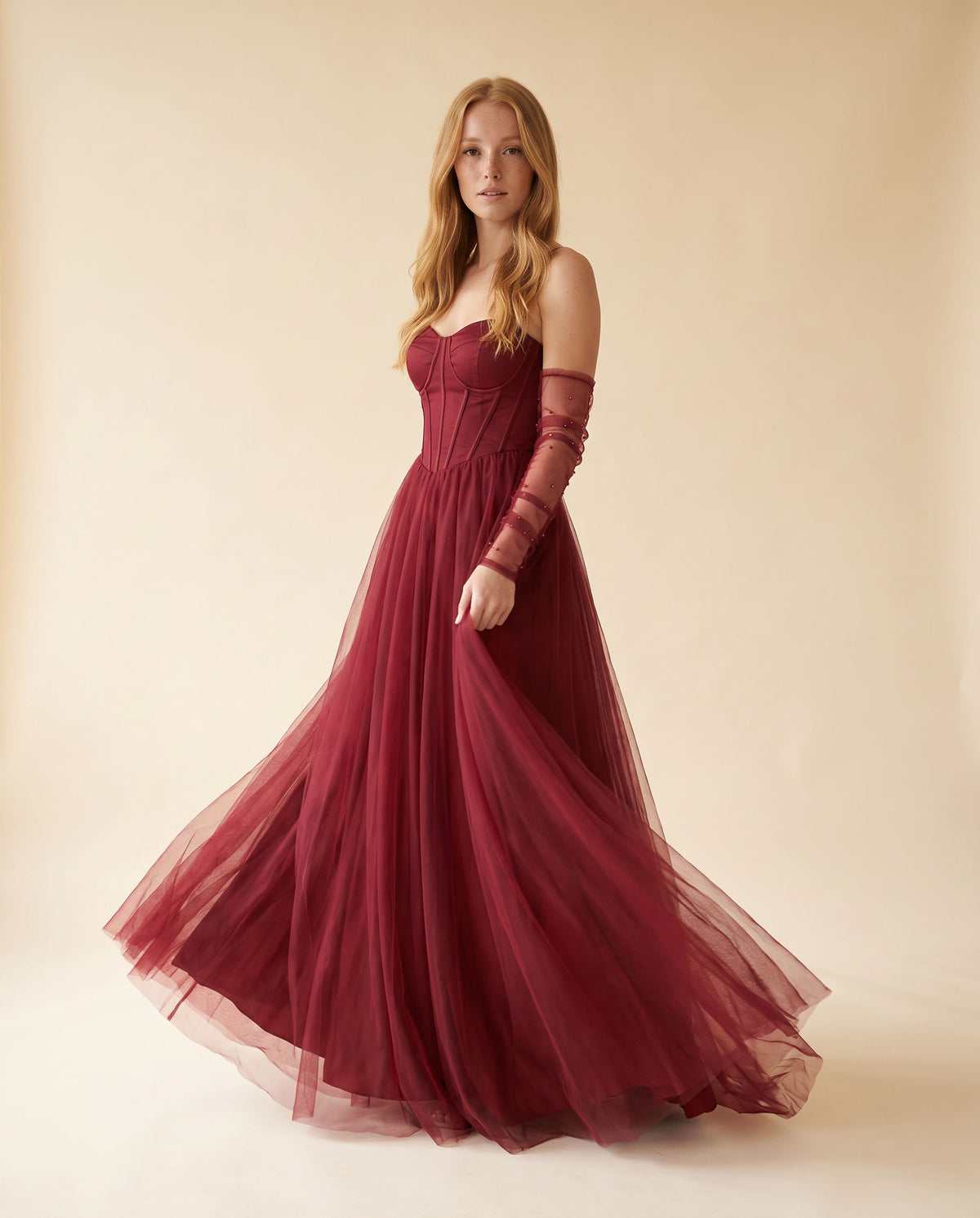 Robe bustier avec manches Bourgogne