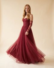 Robe bustier avec manches Bourgogne