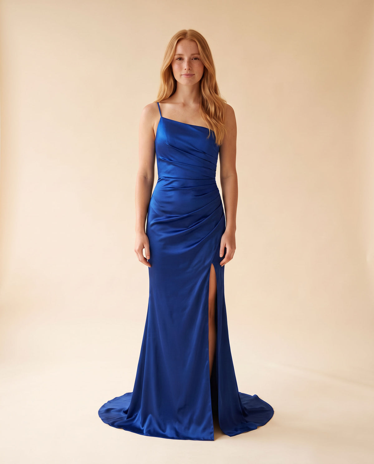 Robe Bleu Royal En Satin