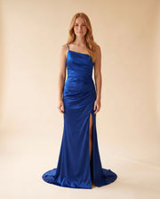 Robe Bleu Royal En Satin