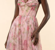 Robe Imprimée Fleurie Rose