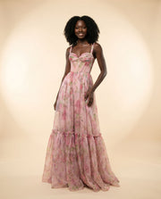 Robe Imprimée Fleurie Rose