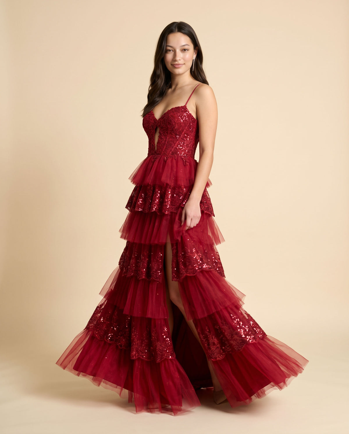 Robe À Étages Rouge