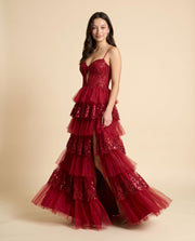 Robe À Étages Rouge