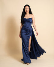 Robe Corset Satinée Marine