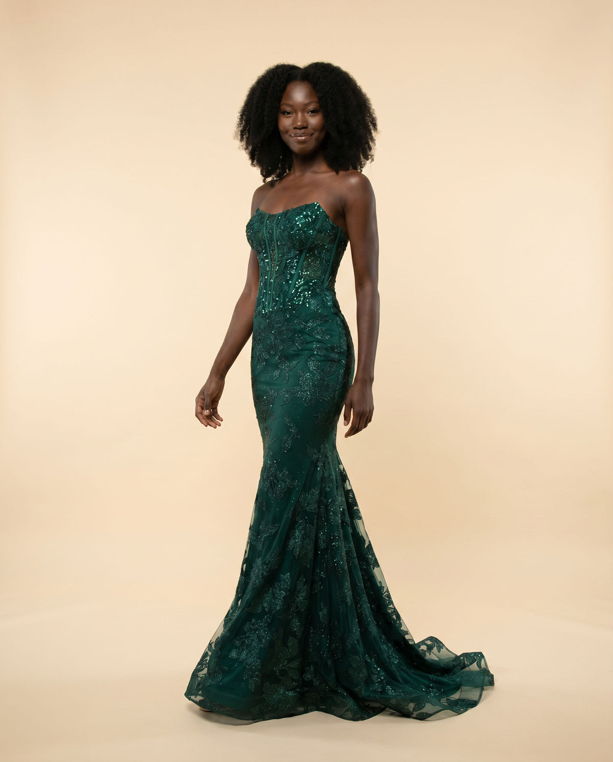 Robe Corset Col Droit Emeraude
