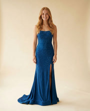 Robe Bustier Brillante Marine