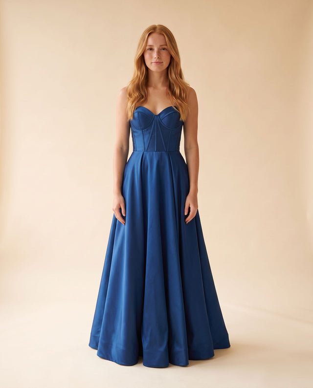 Robe Corset En Satin Bleue Pâle