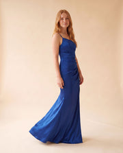 Robe Bleu Royal En Satin
