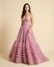 Robe À Étages Rose Pâle