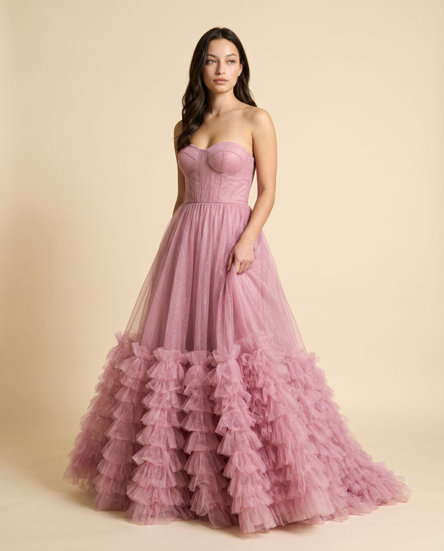 Robe À Étages Rose Pâle