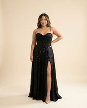 Robe Corset Avec Fente Noir
