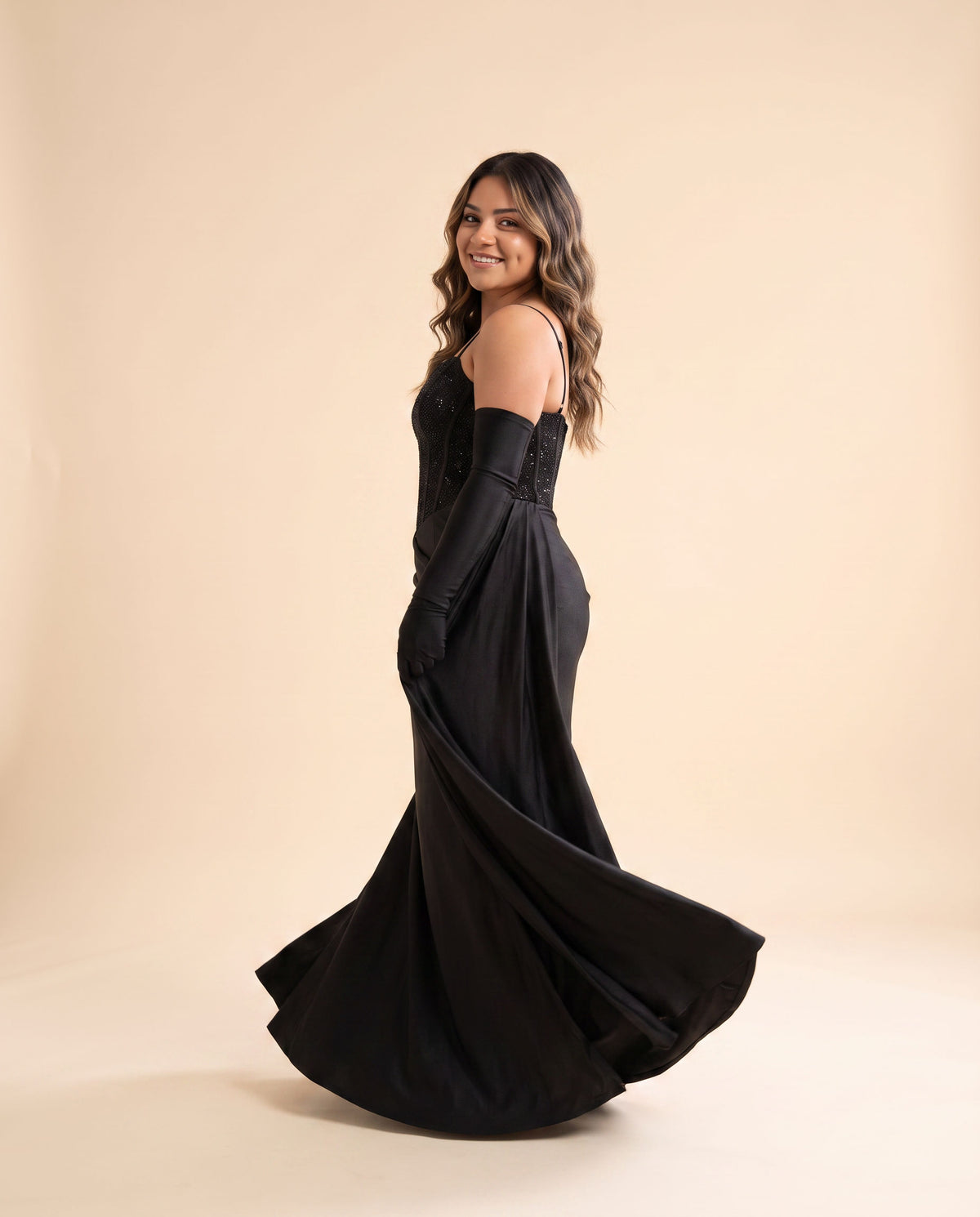 Robe À Corset Brillant Noire