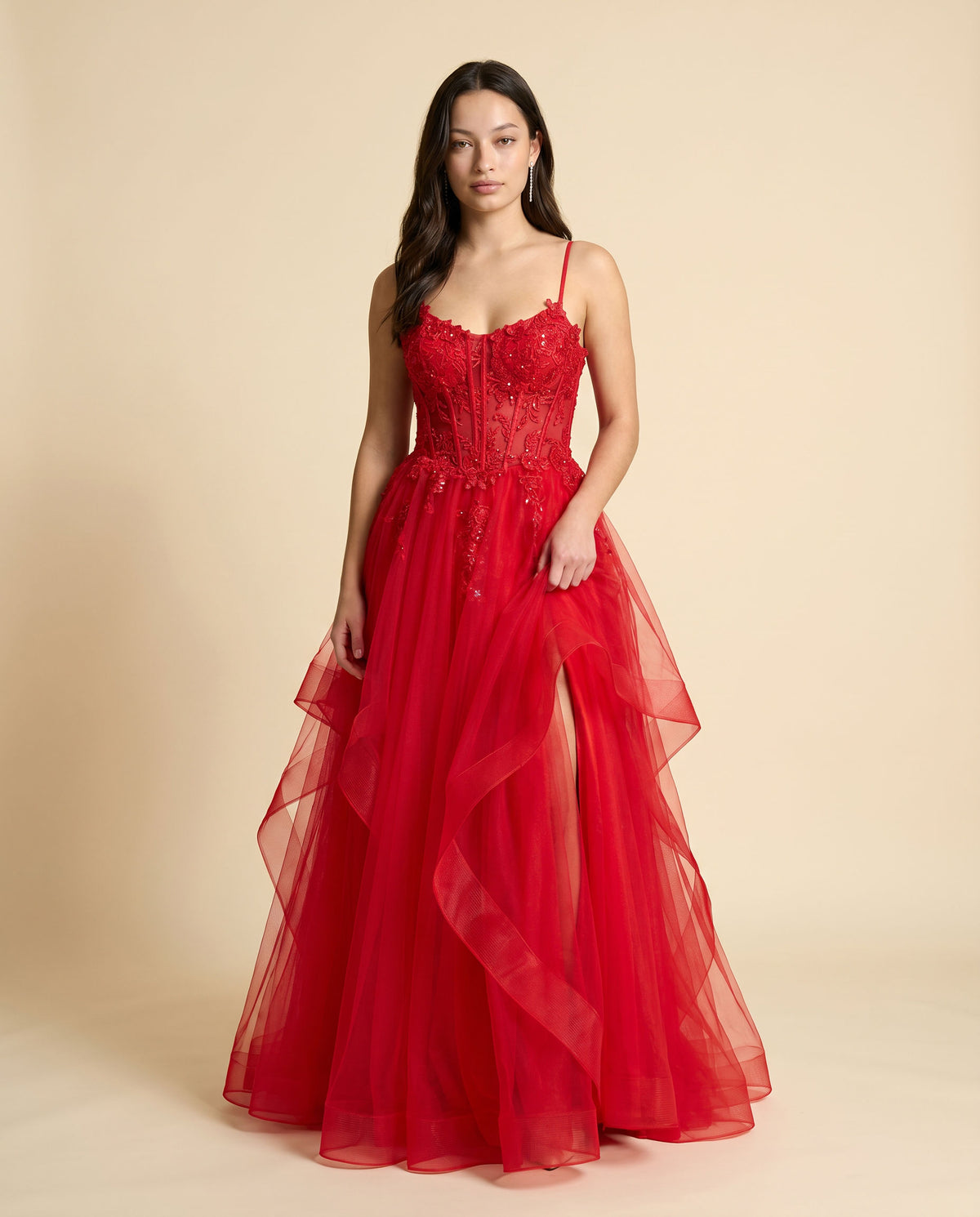 Robe À Volant Rouge