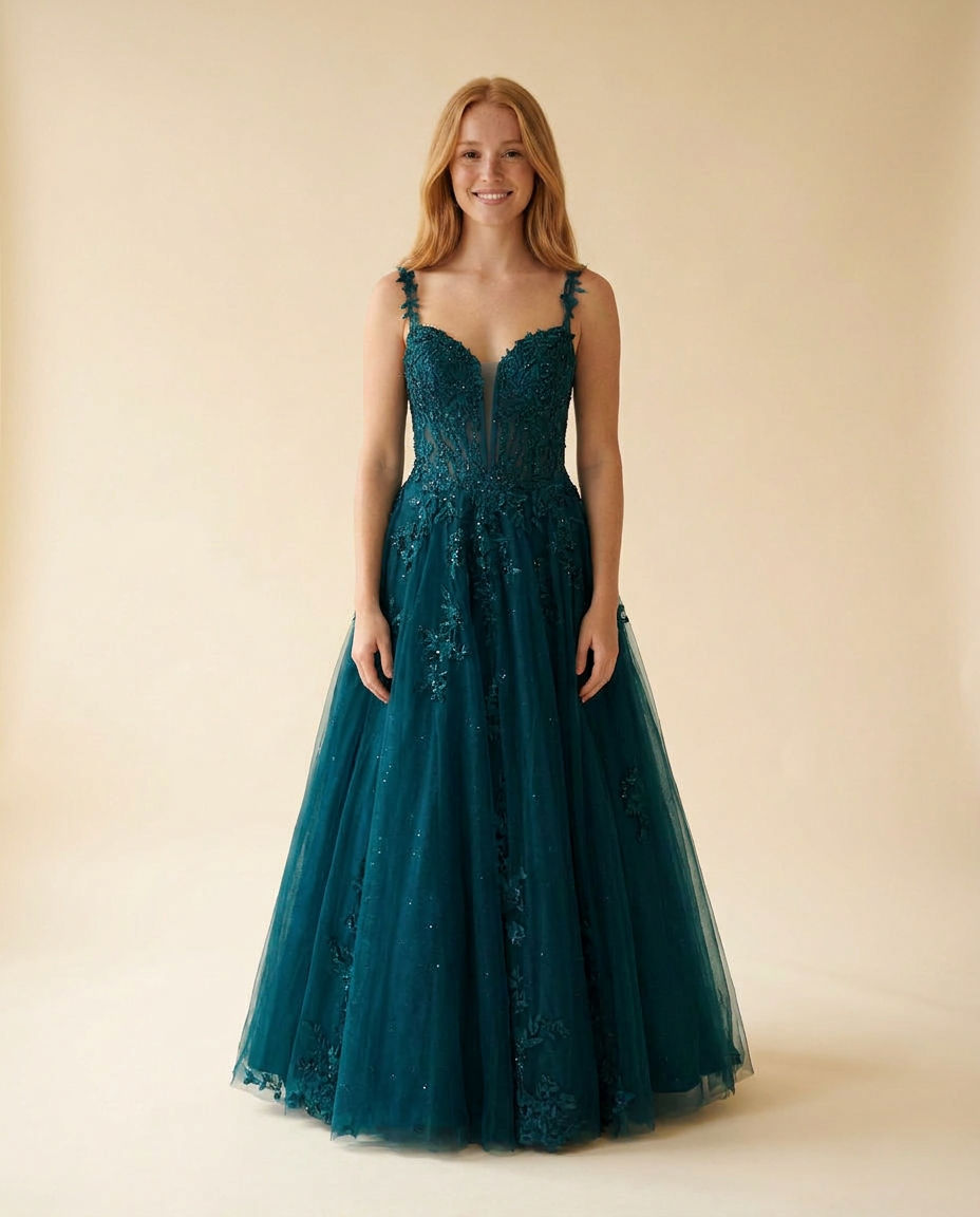 Robe Dentelle Sarcelle