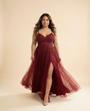Slit Gown Burgundy