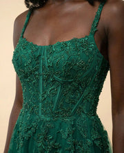 Robe En Tulle Avec Fleurs Émeraude